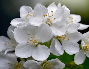 Fototapeta na wymiar White jasmine flowers. The branch delicate spring flowers. nature