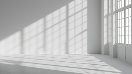 Obraz premium Abstract white studio background for product presentation. Empty room with shadows of window.