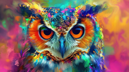Owl with vibrant colours 