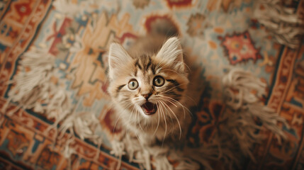 Fluffy kitten with striking eyes