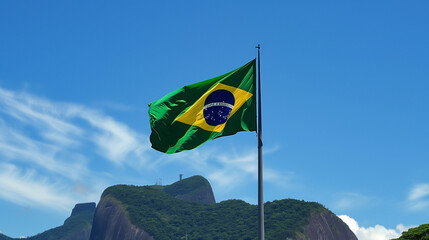 Brazil Flag Order and Progress. Exploration of Brazilian culture. Vibrant Brazilian traditions. Image showcases the essence of Brazil's.