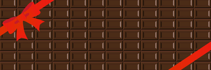 リボンのある板チョコのバナー背景素材　2