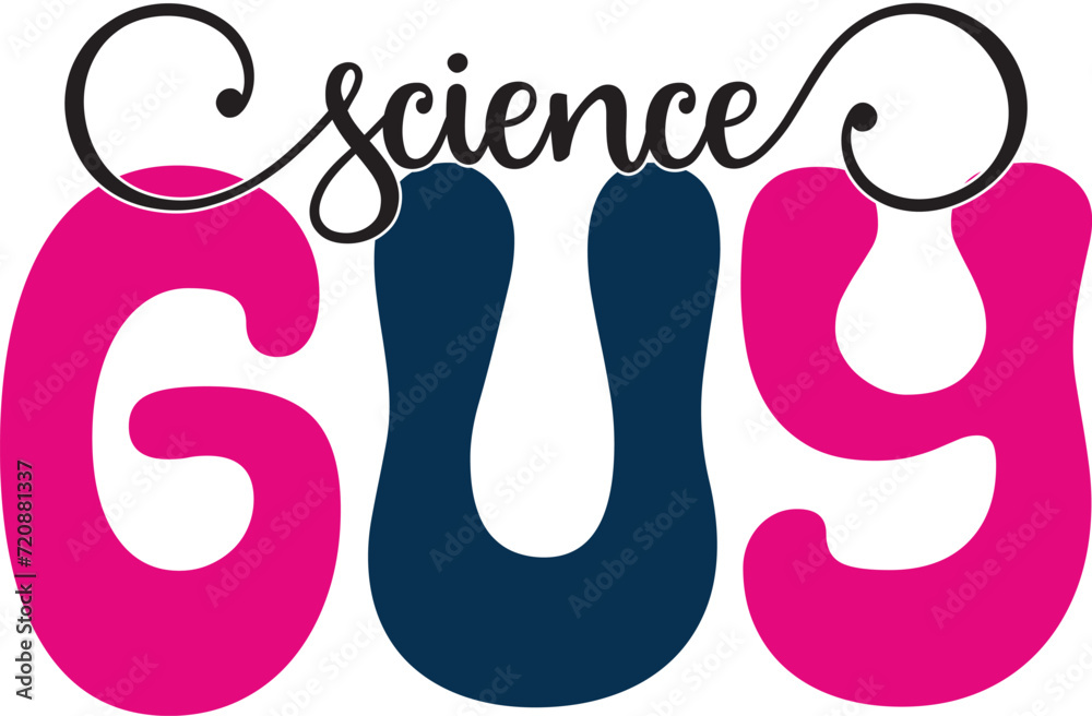 Fototapete retro bold colorful wavy science sublimation typography on white background for ready print on t-shi