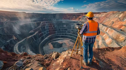 Fotobehang copper mine worker open pit Mine Surveying © Sasint
