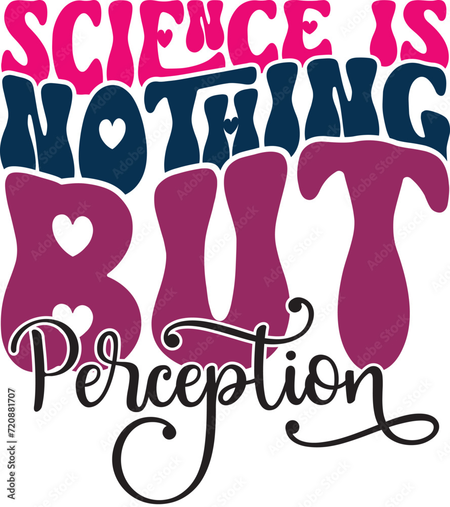 Fototapete retro bold colorful wavy science sublimation typography on white background for ready print on t-shi