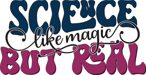 Retro Bold Colorful Wavy Science Sublimation Typography on White Background for Ready Print on T-shirts and More. Vector Square Template for Print on Demand Business and Printing Industry.