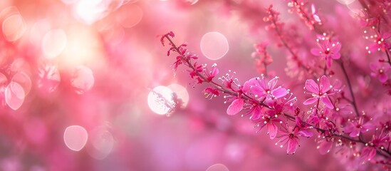 Fototapeta premium Nature's Vibrant Symphony: Derived from Bright Pink Bokeh in Nature's Breathtaking Display