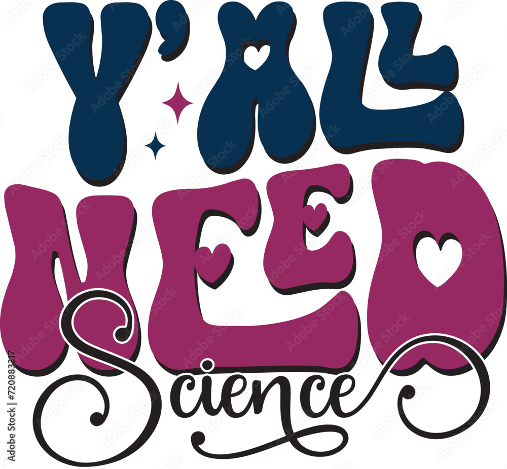 Fototapete retro bold colorful wavy science sublimation typography on white background for ready print on t-shi