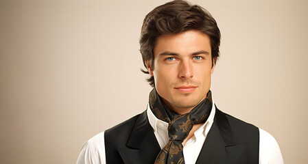 Portrait of a handsome young man in tuxedo and tie