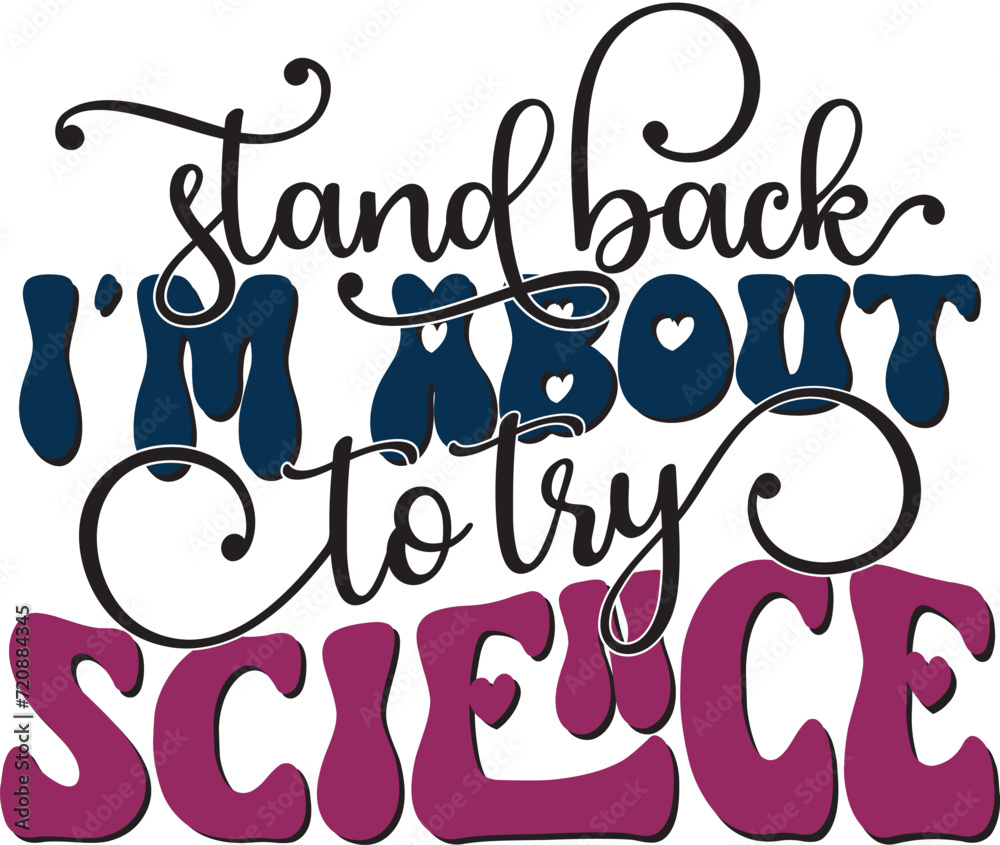 Fototapete retro bold colorful wavy science sublimation typography on white background for ready print on t-shi