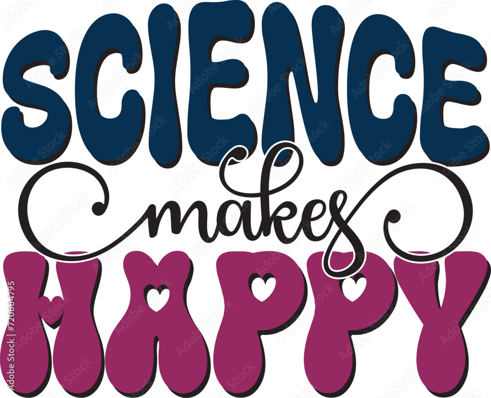 Fototapete retro bold colorful wavy science sublimation typography on white background for ready print on t-shi