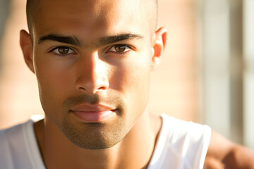 Portrait of a handsome young man outdoors. Close-up.