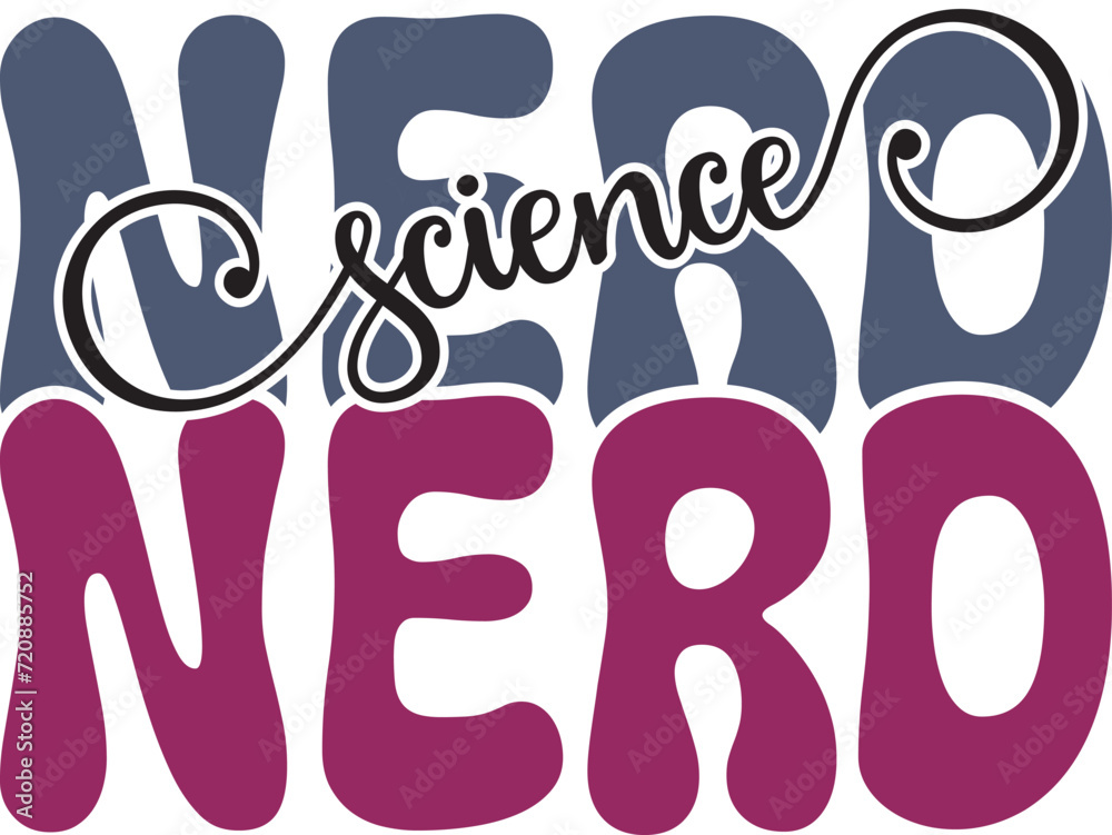 Fototapete retro bold colorful wavy science sublimation typography on white background for ready print on t-shi