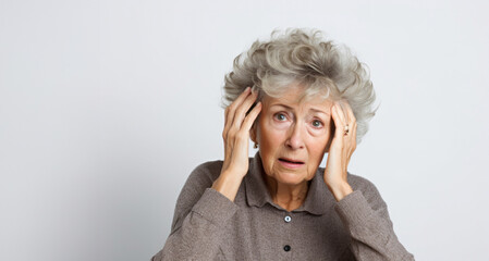 Portrait of a senior woman looking at the camera with a worried expression