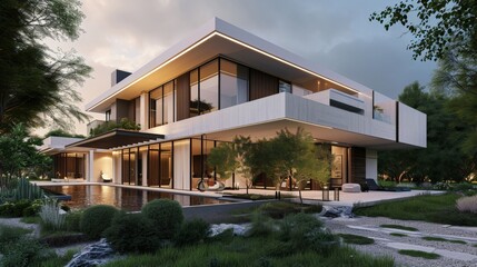 Fototapeta premium Hedges around modern luxury house