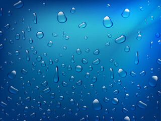 water drops design in vector with blue background