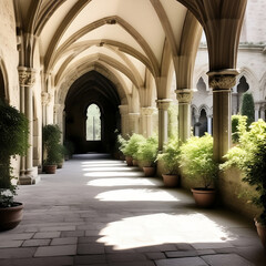 Fototapeta na wymiar a silent monastery cloister