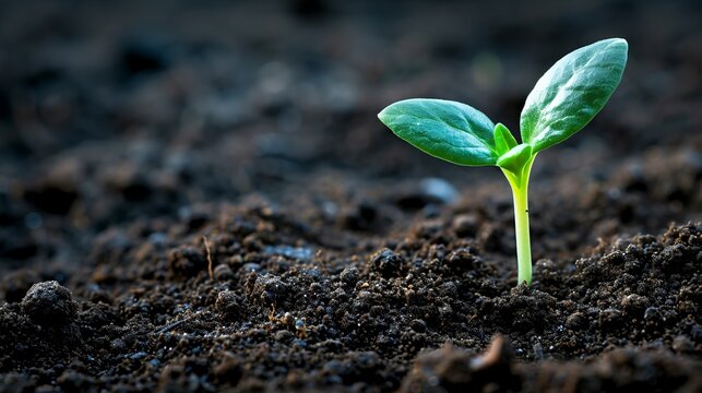 Young seedlings thriving in nutrient rich soil, symbolizing growth and vitality