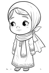 Fototapeta premium Coloring Page muslim girl