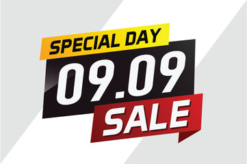 9.9 Special day sale word concept vector illustration with ribbon and 3d style for use landing page, template, ui, web, mobile app, poster, banner, flyer, background, gift card, coupon	