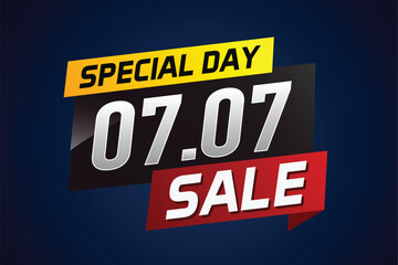 Fototapeta premium 7.7 Special day sale word concept vector illustration with ribbon and 3d style for use landing page, template, ui, web, mobile app, poster, banner, flyer, background, gift card, coupon 