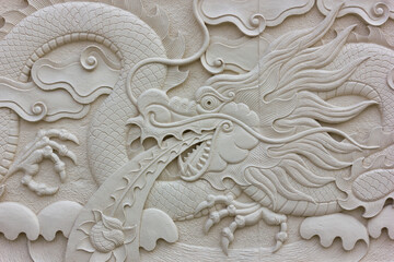 Dragon marble carving wall, Decorative Chinese art style of the house