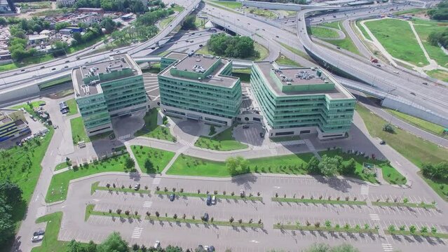 Business Park Western Gate near flyover on ring road with traffic