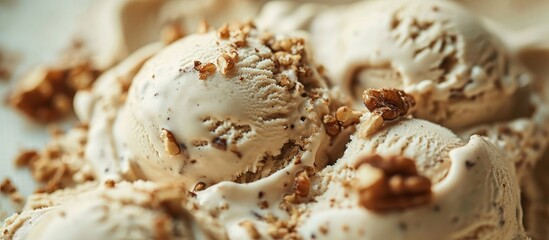 Obraz na płótnie Canvas Close up of a craft walnut ice cream - Close up, craft, walnut, ice cream, Close up, craft, walnut, ice cream, Close up, craft, walnut, ice cream