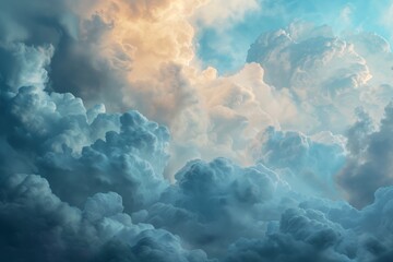 Fototapeta premium Dramatic Sky with Sunlit Clouds