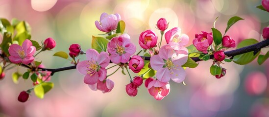 Beautiful Blossoming Apple Branch Captivatingly Captures Nature's Abundant Blossoming, Apple, Branches