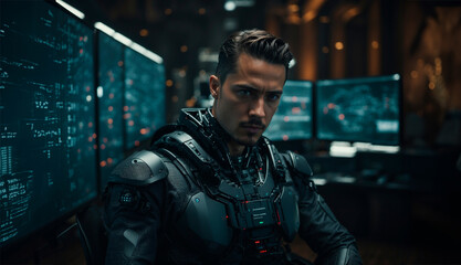 Fototapeta premium Guardião Digital: Protegendo Fronteiras na Era da Segurança Cibernética