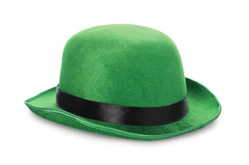 Green leprechaun hat isolated on white. Saint Patrick's Day accessory