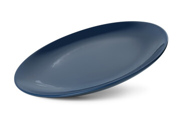 One beautiful navy blue plate isolated on white