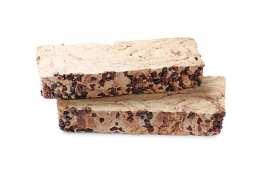 Pieces of tasty chocolate halva isolated on white