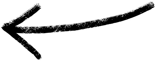 hand drawn black arrow. Rough lines, pencils, and brushstrokes, Vector illustration isolated on white background.