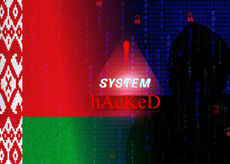 Cyber attack on Belarus.Digital security hacker.Cyber crime