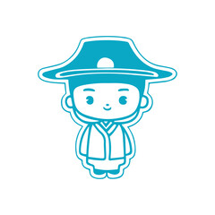 Icon Illustration of Blue Japanese People