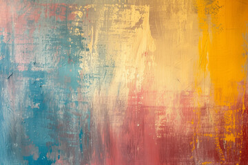 Softly blended abstract painting with warm hues of yellow and red transitioning to cool blue tones, creating a serene backdrop.