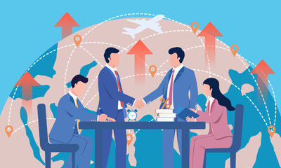 Fototapeta premium Business concept illustration of two parties reaching cooperation