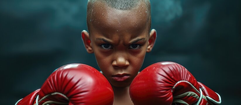 Determined, skilled child boxer.