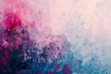 A textured abstract painting with vivid pink, deep purple, and soft blue strokes creating a dreamy and artistic backdrop.