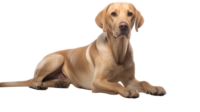 dog looking at the camera isolated on transparent and white background.PNG image.	