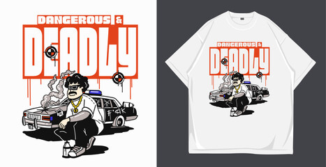 Vector graffiti cartoon street style character t shirt design © Universtock