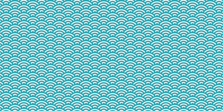 日本の古典柄の青海波。寒色系。波のデザイン。