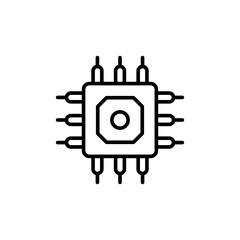 Chip processor outline icons, minimalist vector illustration ,simple transparent graphic element .Isolated on white background