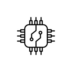 Chip processor outline icons, minimalist vector illustration ,simple transparent graphic element .Isolated on white background