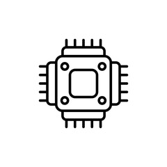 Chip processor outline icons, minimalist vector illustration ,simple transparent graphic element .Isolated on white background
