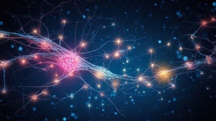 Fototapeta premium Power of Neurons: Exploring the Fascinating World of Brain Connectivity and AI, Inside the Mind: Captivating Neural Networks and the Wonders of Artificial Intelligence.
