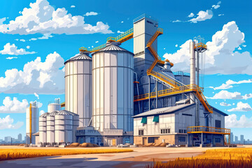 Obraz premium Grain Storage: Silos and Bins: Large-scale storage structures designed to store grains