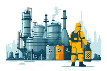 Environmental Protection: Implementing measures to prevent environmental contamination from stored hazardous materials - obrazy, fototapety, plakaty